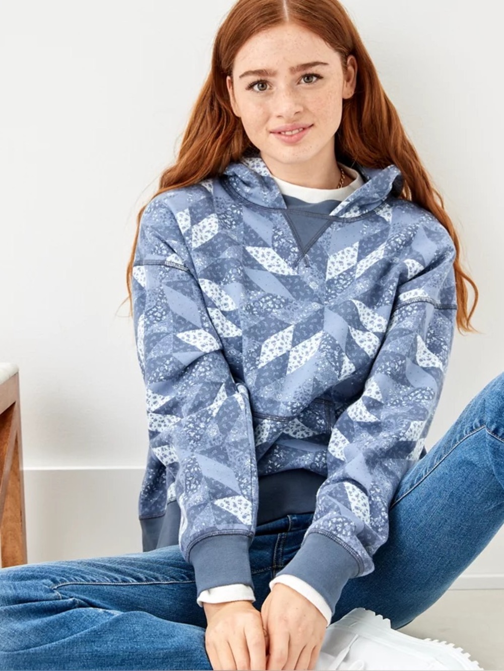 American Eagle Patchwork Hoodie Size Small